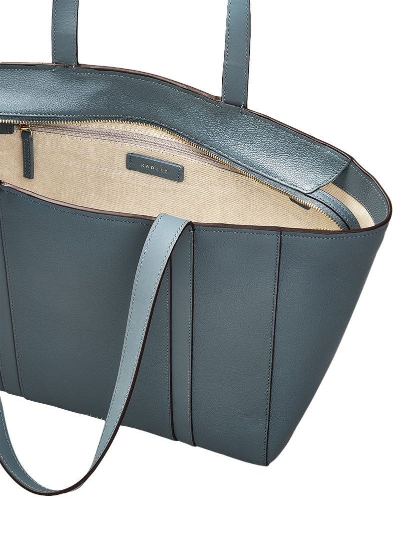 Product image 3 of 4, which shows Radley Knightsbridge Road Leather Large Zip Top Tote Bag, Blue