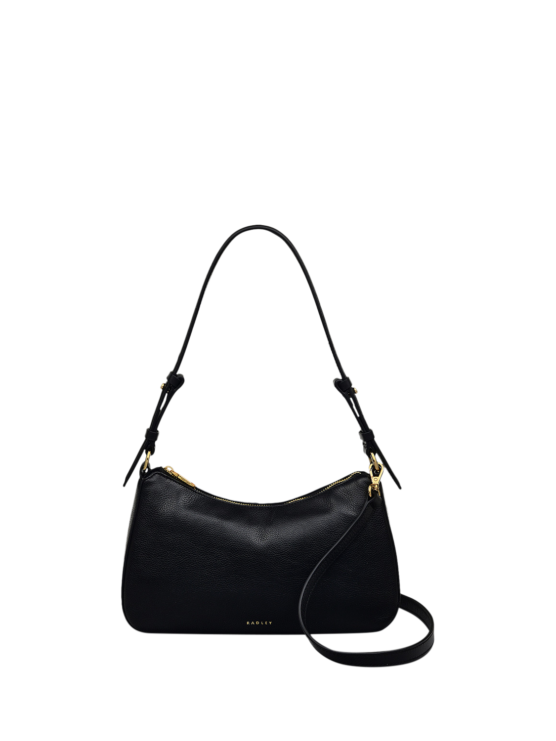 Product image 1 of 4, which shows Radley Embankment Way Leather Samll Zip Top Shoulder Bag, Black