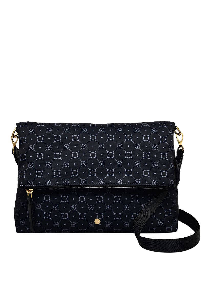 Product image 1 of 5, which shows Radley Columbia Road Flapover Cross Body Bag, Black/White