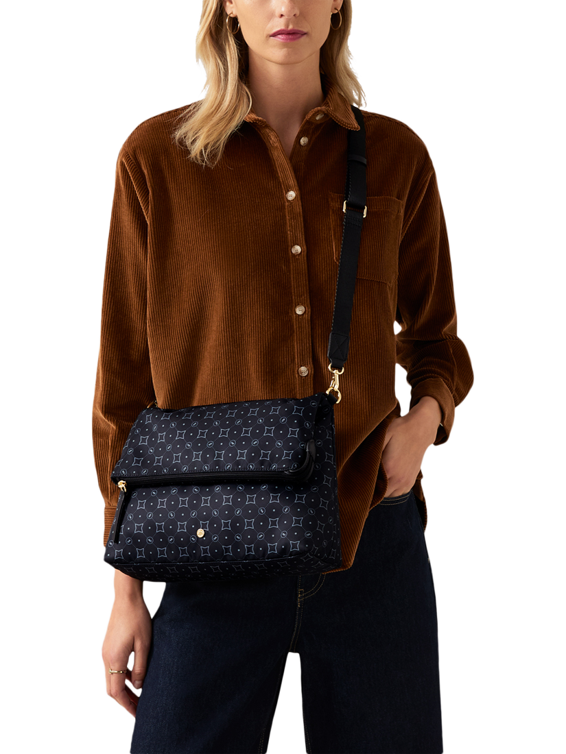 Product image 5 of 5, which shows Radley Columbia Road Flapover Cross Body Bag, Black/White