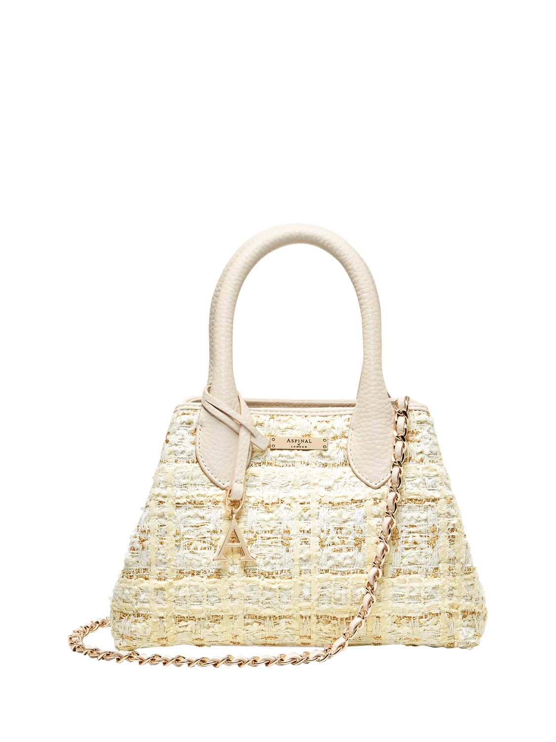 Aspinal of London Paris Metallic Tweed Grab Bag, Ivory