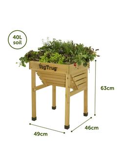 VegTrug Kids' Outdoor Small Planter, 49cm, FSC-Certified (Cedar Wood), Natural - view 2, Natural
