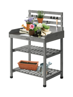 VegTrug Potting Table, 78cm, FSC-Certified (Cedar Wood), Grey Wash, Grey Wash