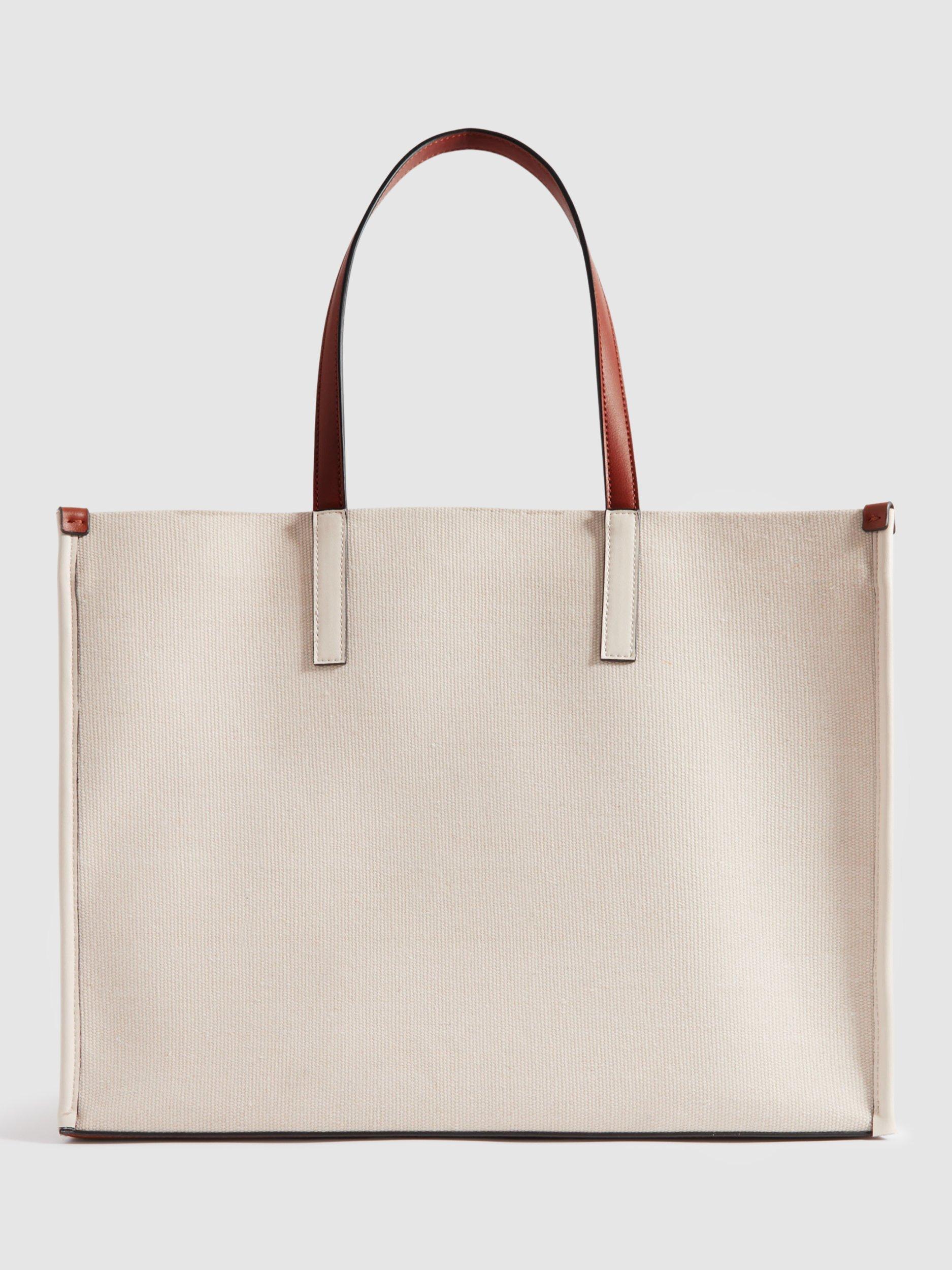 Product image 5 of 5, which shows Reiss Lola Canvas Tote Bag, Cream