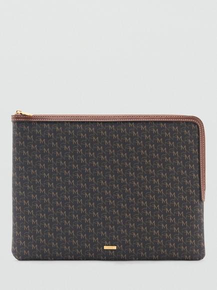 Mango Marco Monogram Laptop Cover, Brown, Brown