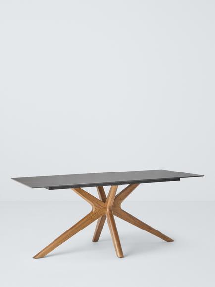 John Lewis Breton Stone 6-8 Seater Wooden Leg Dining Table, Black, Grey