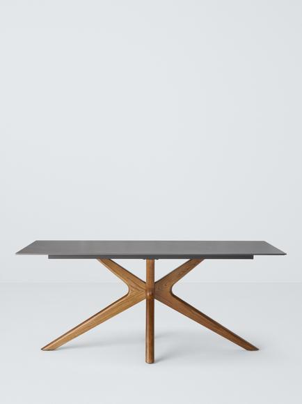 John Lewis Breton Stone 6-8 Seater Wooden Leg Dining Table, Black - view 2, Grey
