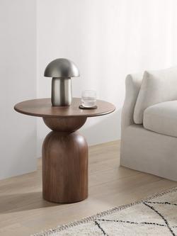 John Lewis Adina Round Side Table, Walnut - view 2, Walnut