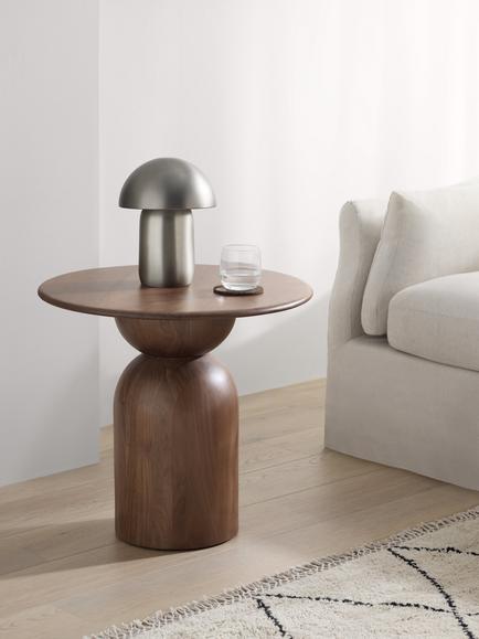 John Lewis Adina Round Side Table, Walnut - view 2, Walnut