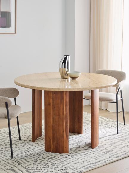 John Lewis Adina Travertine Top 4 Seater Dining Table, Walnut - view 2, Walnut