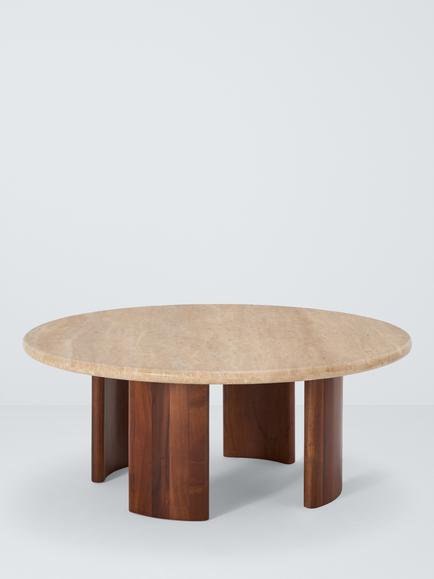 John Lewis Adina Travertine Top Coffee Table, Walnut, Walnut