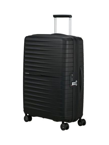 American Tourister Fastforward 68cm Expandable 4-Wheel Medium Suitcase, 67/77L, Flash Black