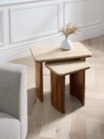 John Lewis Adina Travertine Top Nest of 2 Tables, Walnut