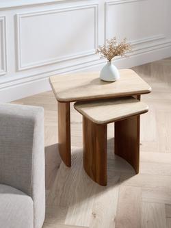 John Lewis Adina Travertine Top Nest of 2 Tables, Walnut - view 2, Walnut