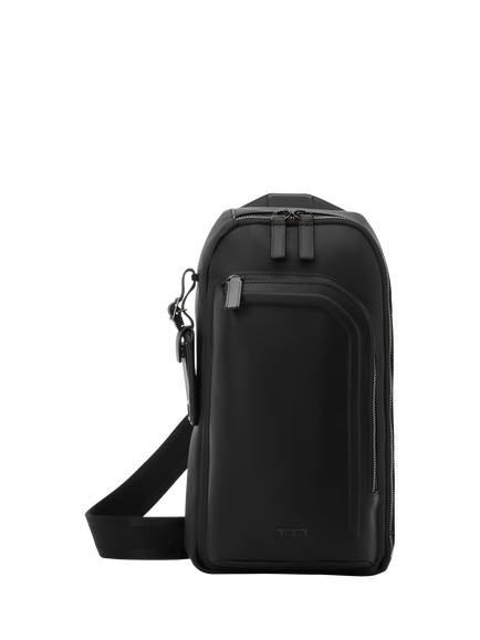 TUMI Gregory Leather Sling Bag, 12.5L, Black Bombe, Black Bombe