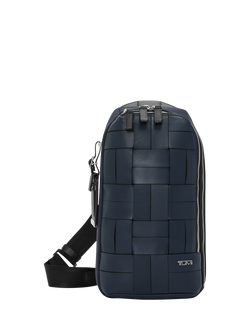 TUMI Gregory Woven Leather Sling Bag, 12.5L, Navy Woven, Navy Woven