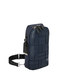 TUMI Gregory Woven Leather Sling Bag, 12.5L, Navy Woven - view 2, Navy Woven