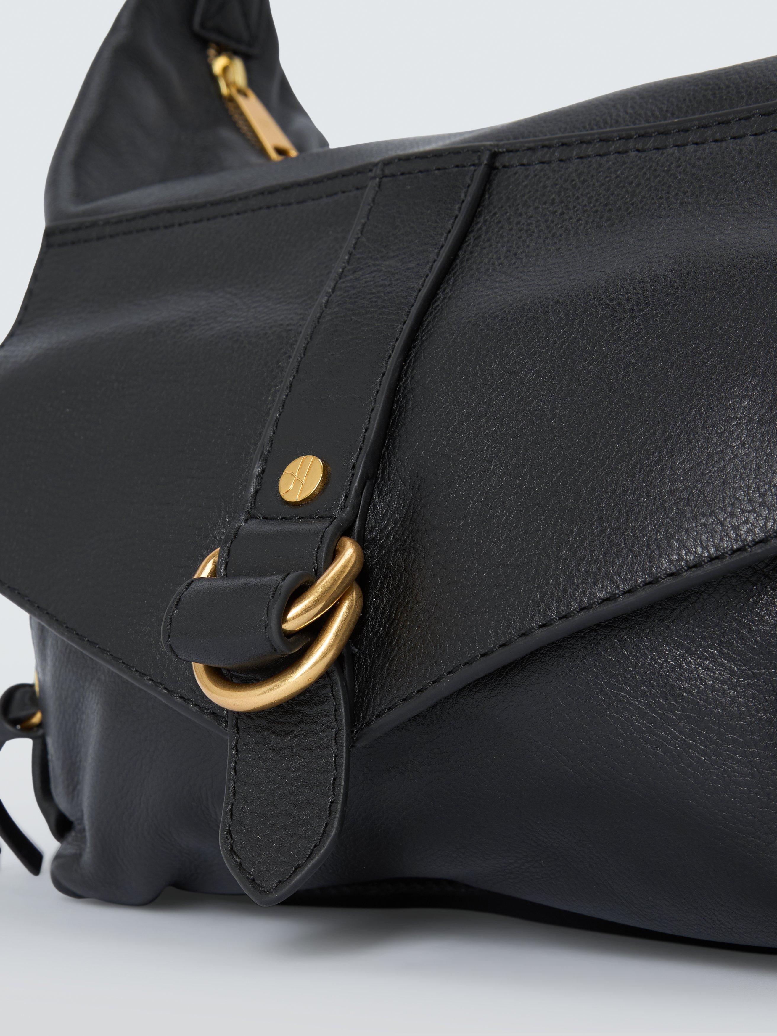 Product image 4 of 6, which shows John Lewis Leather Utility Hobo Shoulder Bag, Black