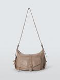 John Lewis Leather Utility Hobo Shoulder Bag, Mushroom