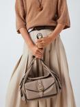 John Lewis Leather Utility Hobo Shoulder Bag, Mushroom