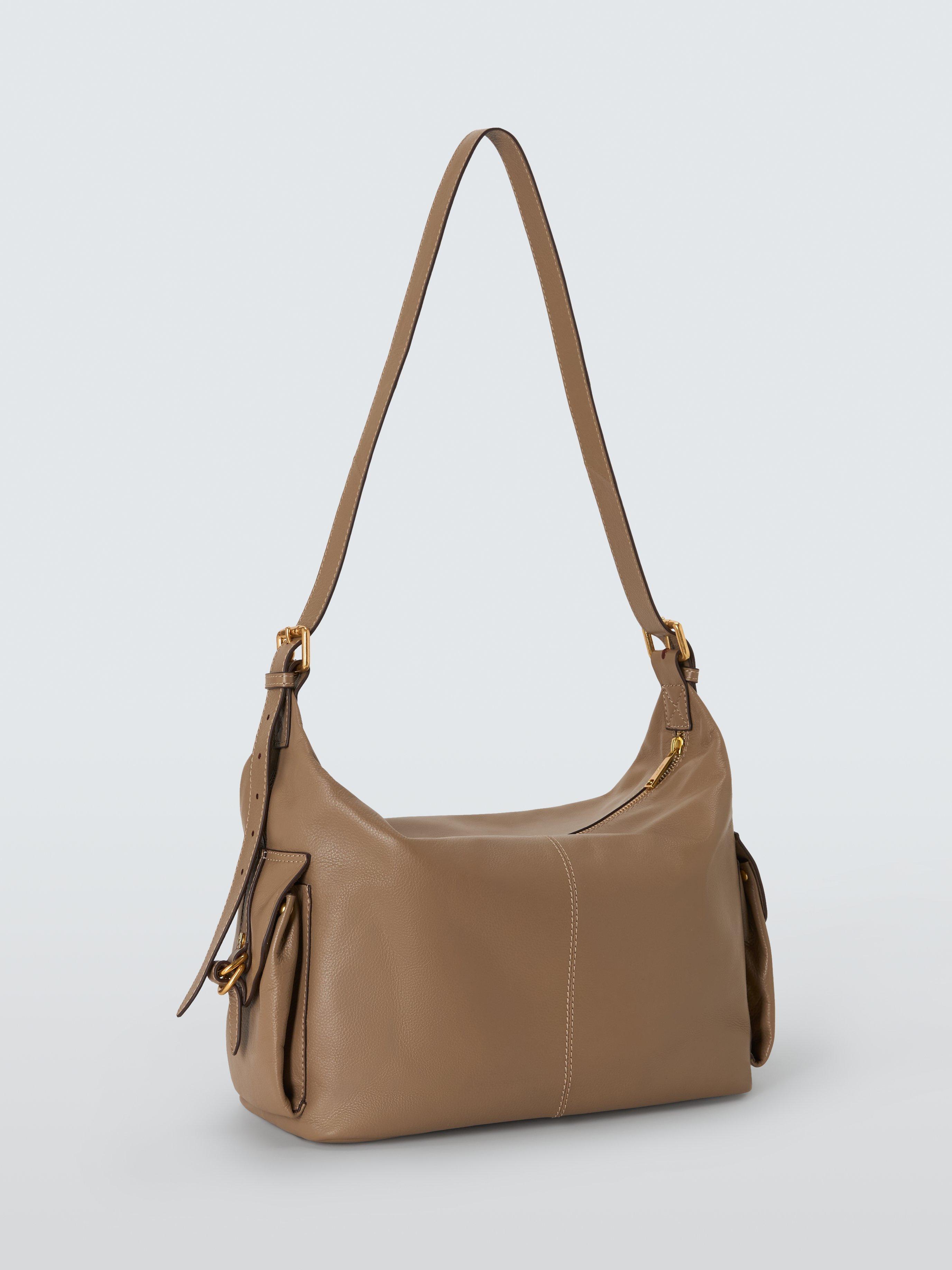 Product image 3 of 6, which shows John Lewis Leather Utility Hobo Shoulder Bag, Mushroom