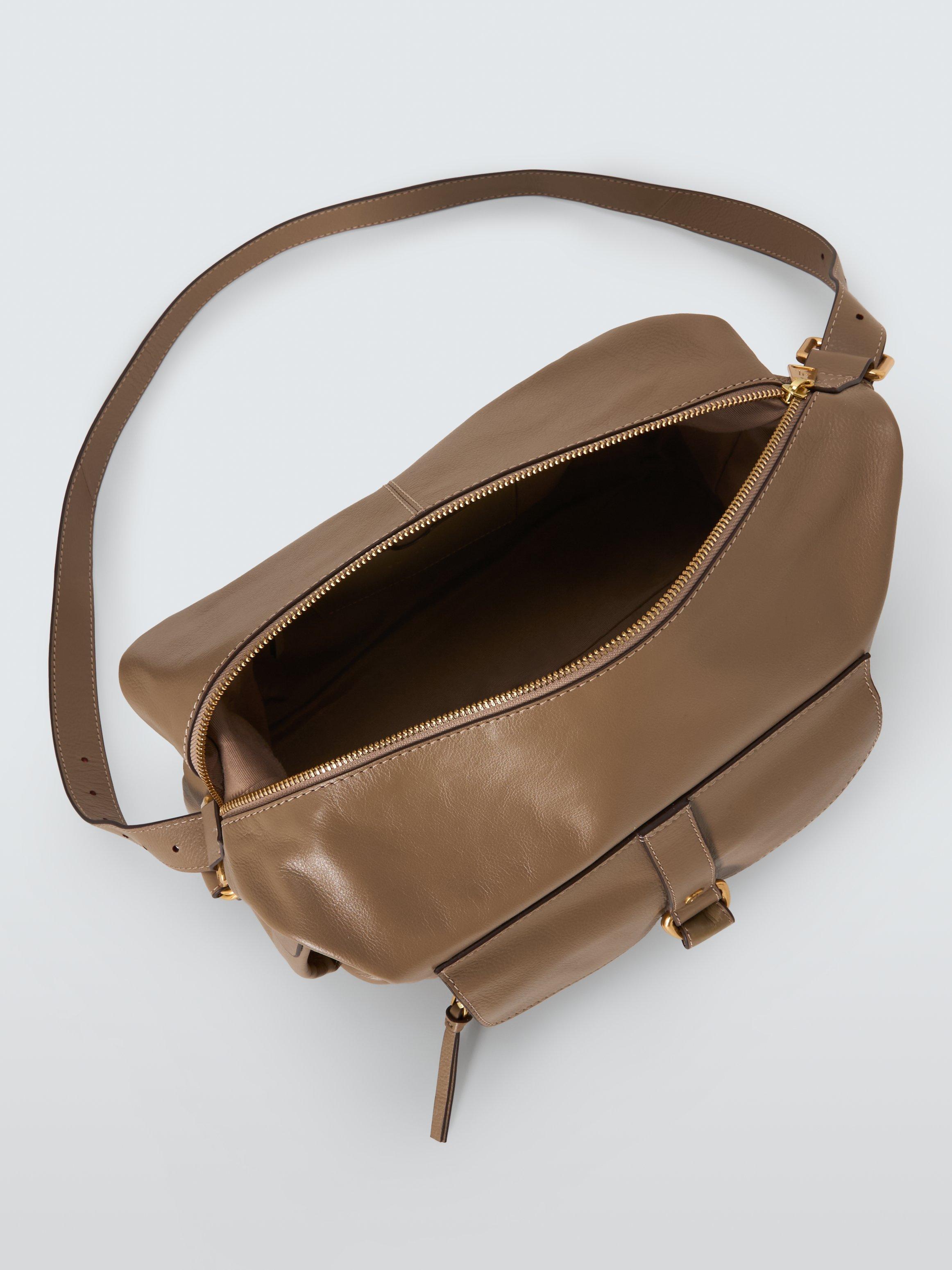 Product image 4 of 6, which shows John Lewis Leather Utility Hobo Shoulder Bag, Mushroom