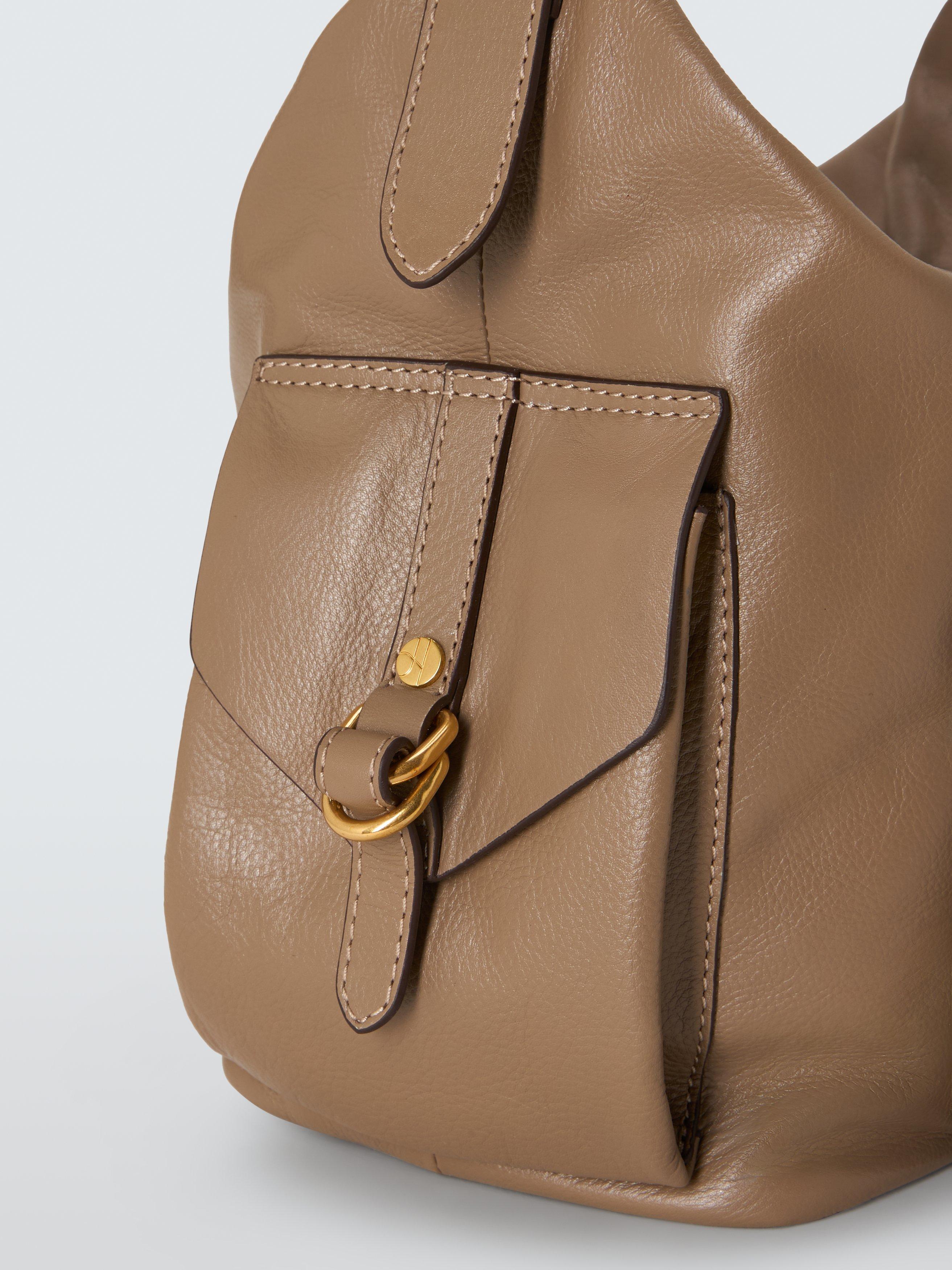 Product image 5 of 6, which shows John Lewis Leather Utility Hobo Shoulder Bag, Mushroom