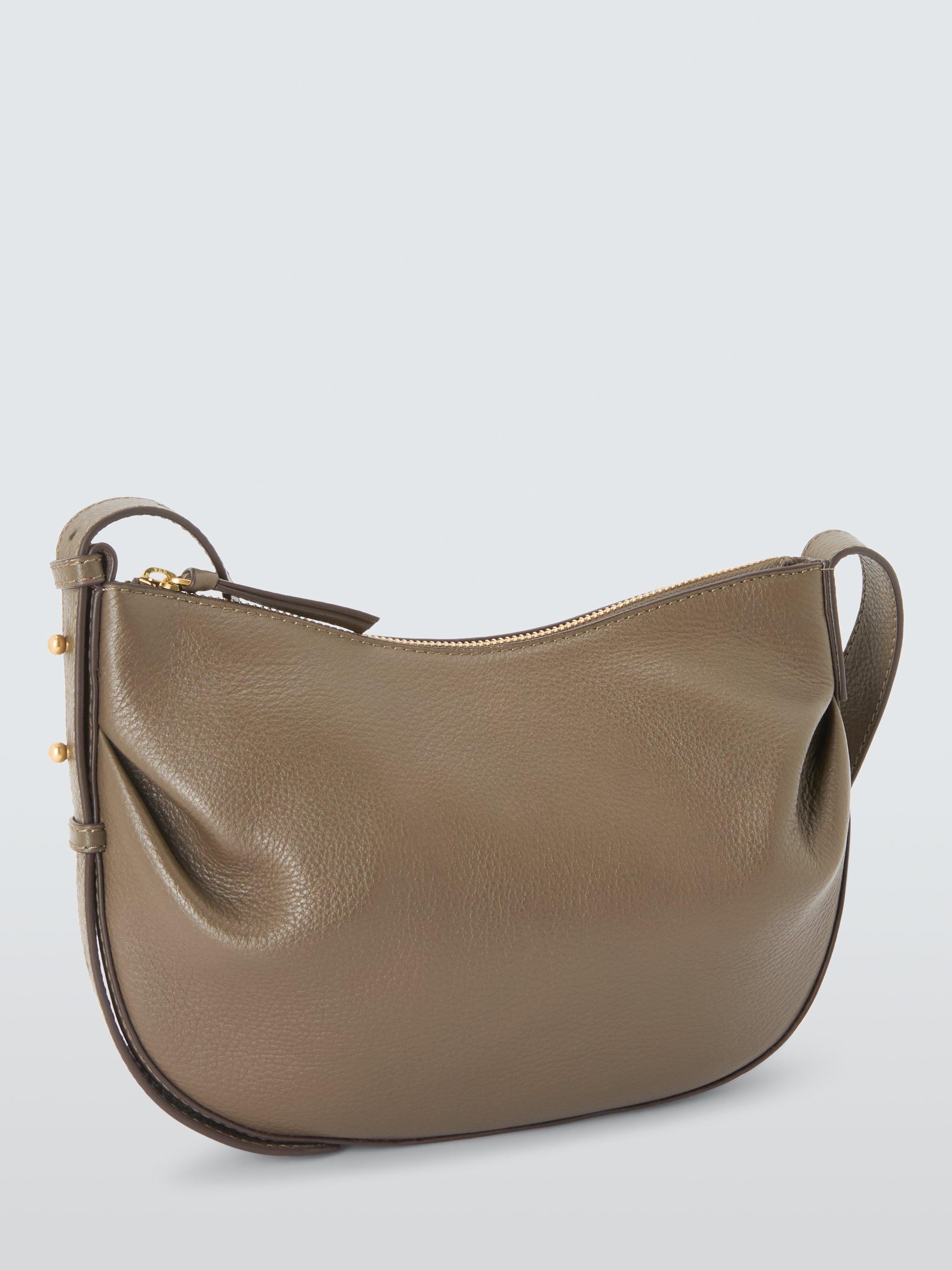 Product image 3 of 6, which shows John Lewis Gathered Leather Crossbody Bag, Safari Green