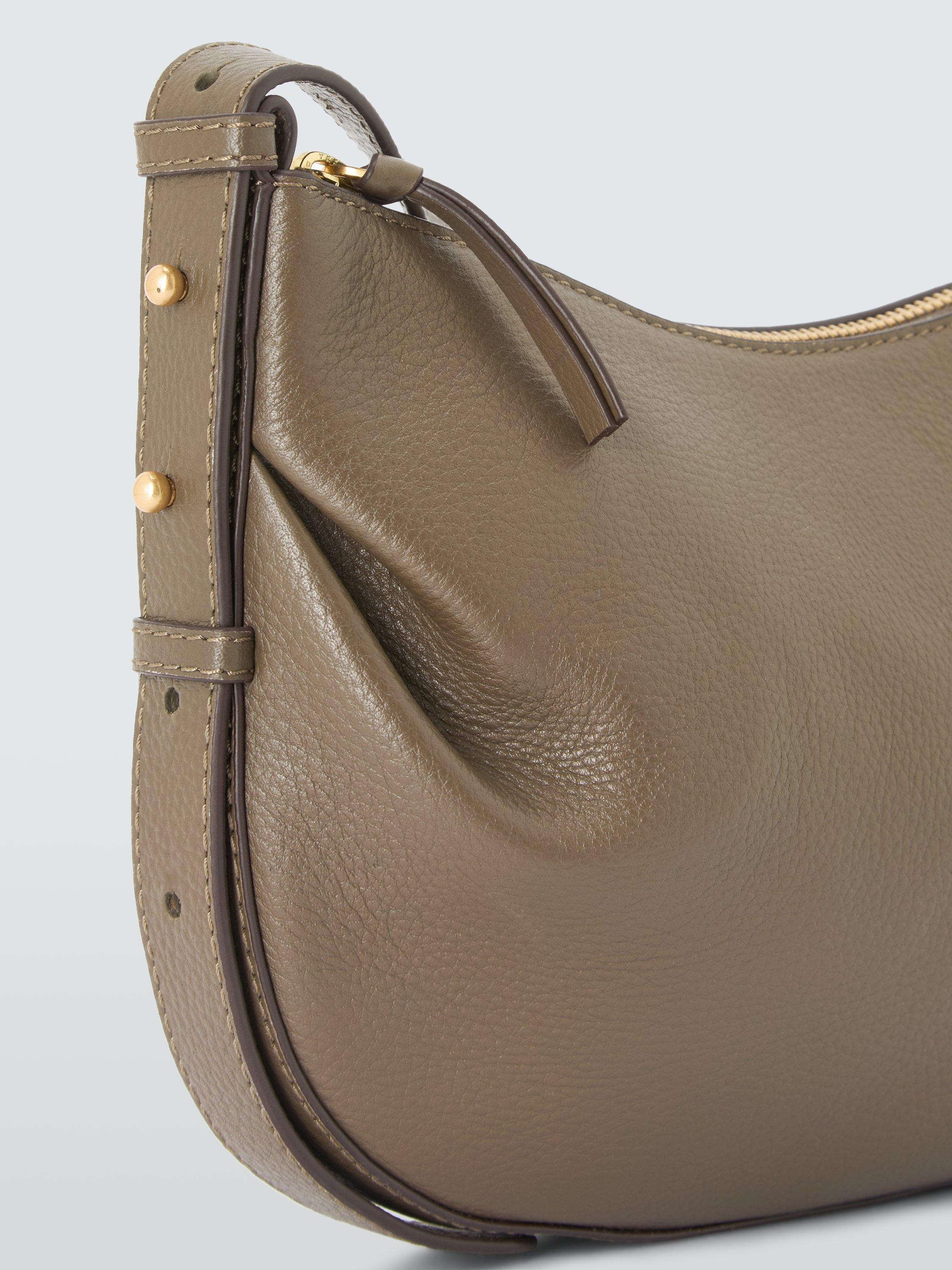 Product image 5 of 6, which shows John Lewis Gathered Leather Crossbody Bag, Safari Green