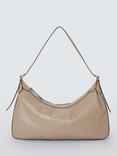 John Lewis Leather Relaxed Hobo Shoulder Bag, Mushroom