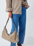 John Lewis Leather Relaxed Hobo Shoulder Bag, Mushroom