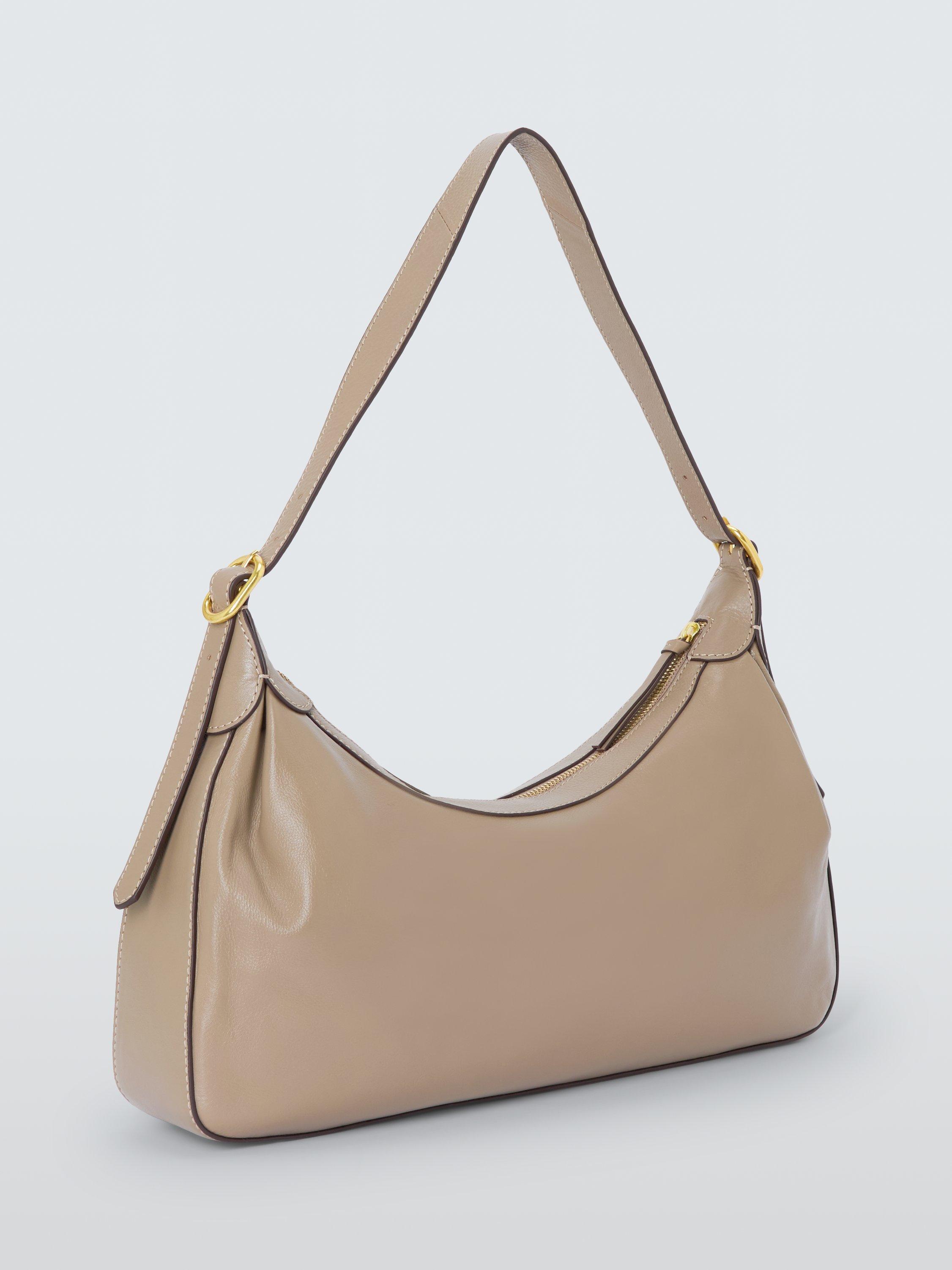 Product image 3 of 6, which shows John Lewis Leather Relaxed Hobo Shoulder Bag, Mushroom