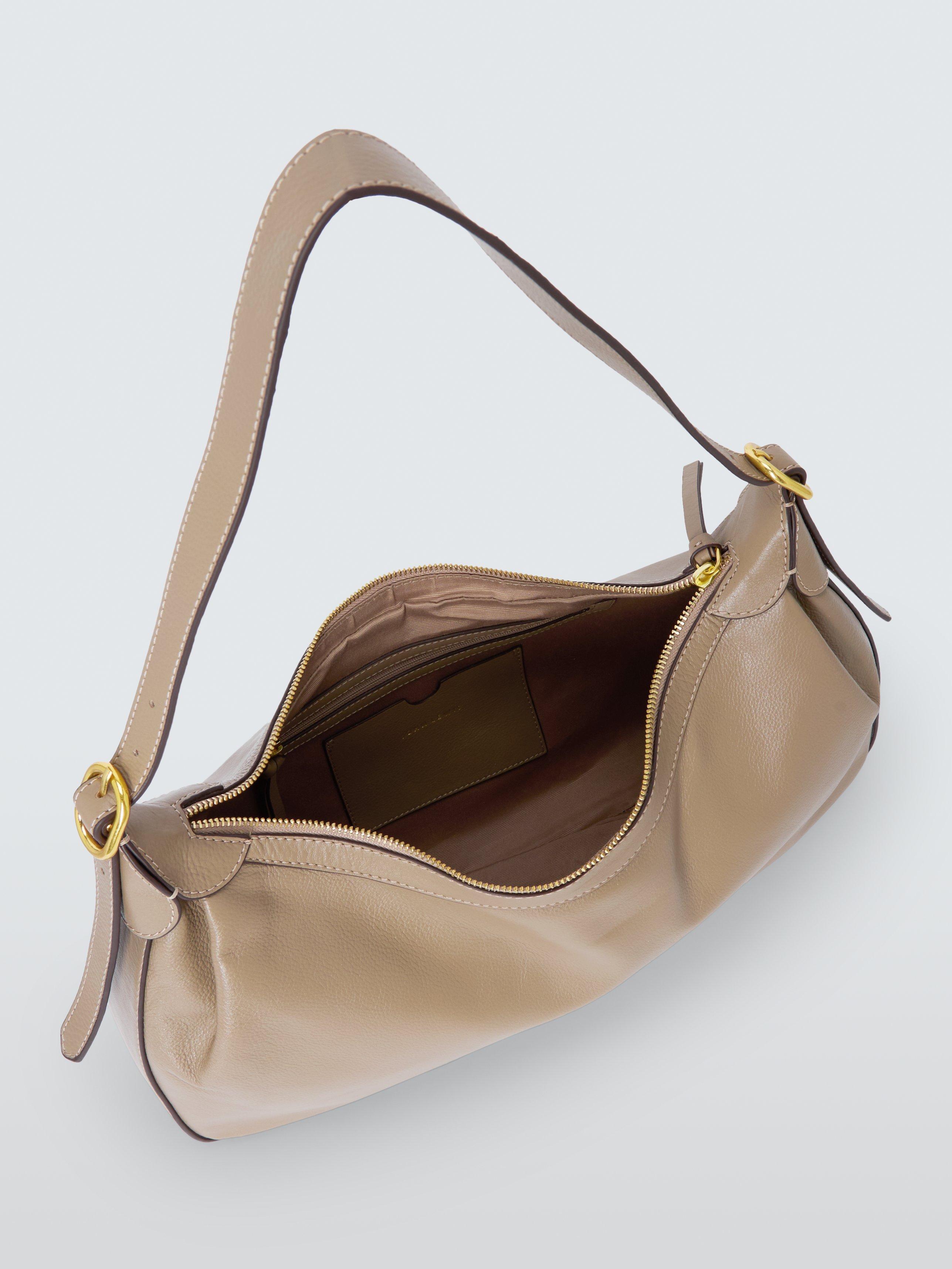 Product image 4 of 6, which shows John Lewis Leather Relaxed Hobo Shoulder Bag, Mushroom