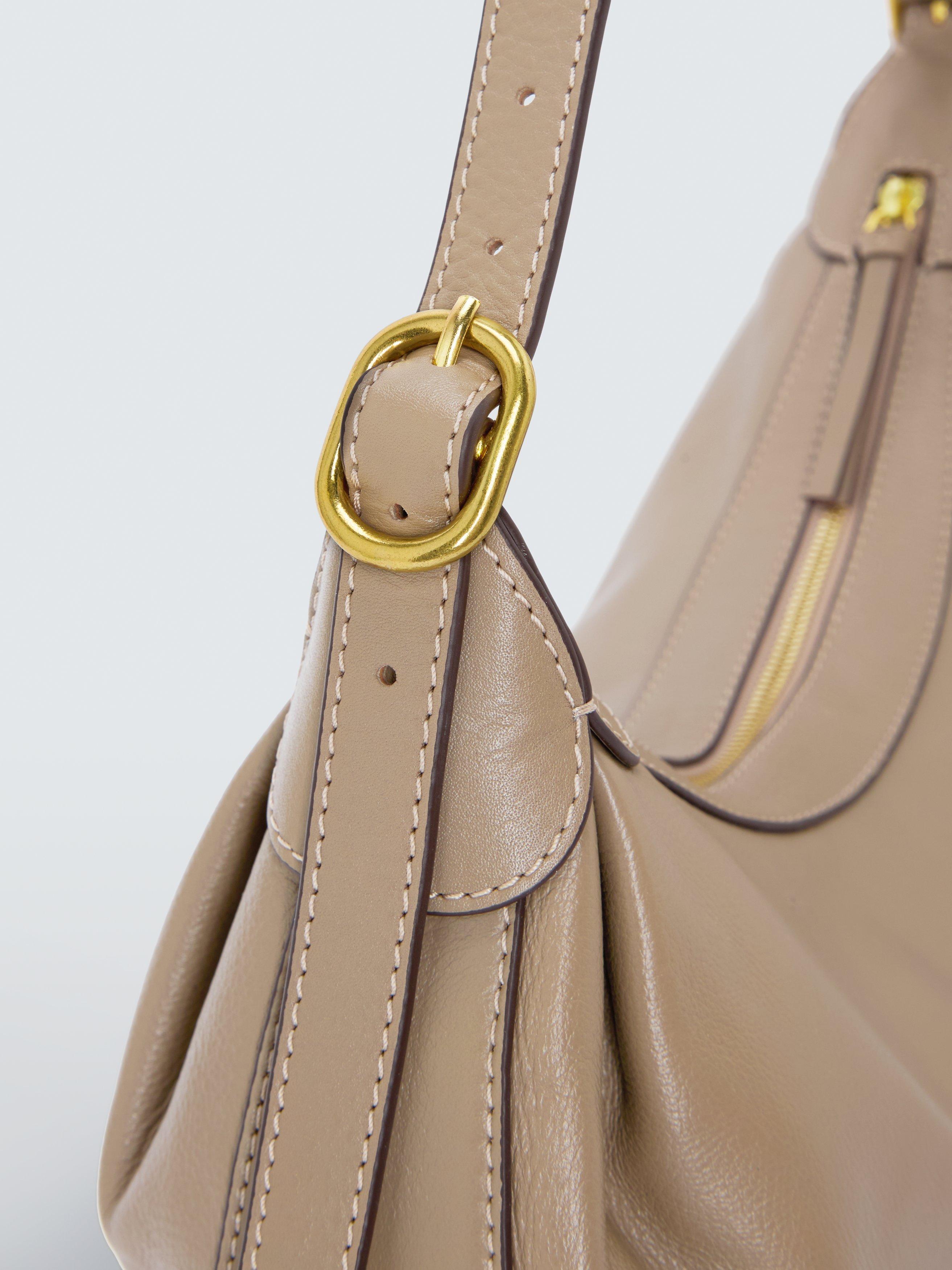 Product image 5 of 6, which shows John Lewis Leather Relaxed Hobo Shoulder Bag, Mushroom