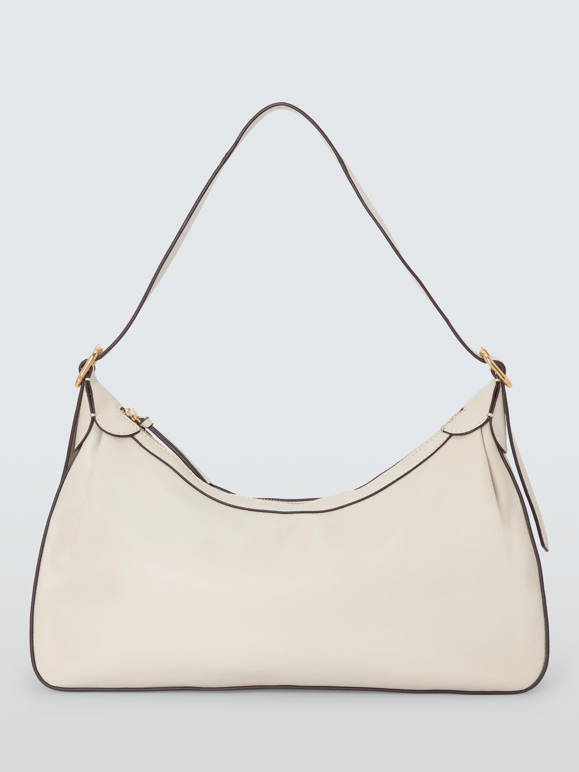 Product image 1 of 6, which shows John Lewis Leather Relaxed Hobo Shoulder Bag, Jet Stream