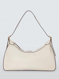 John Lewis Leather Relaxed Hobo Shoulder Bag, Jet Stream