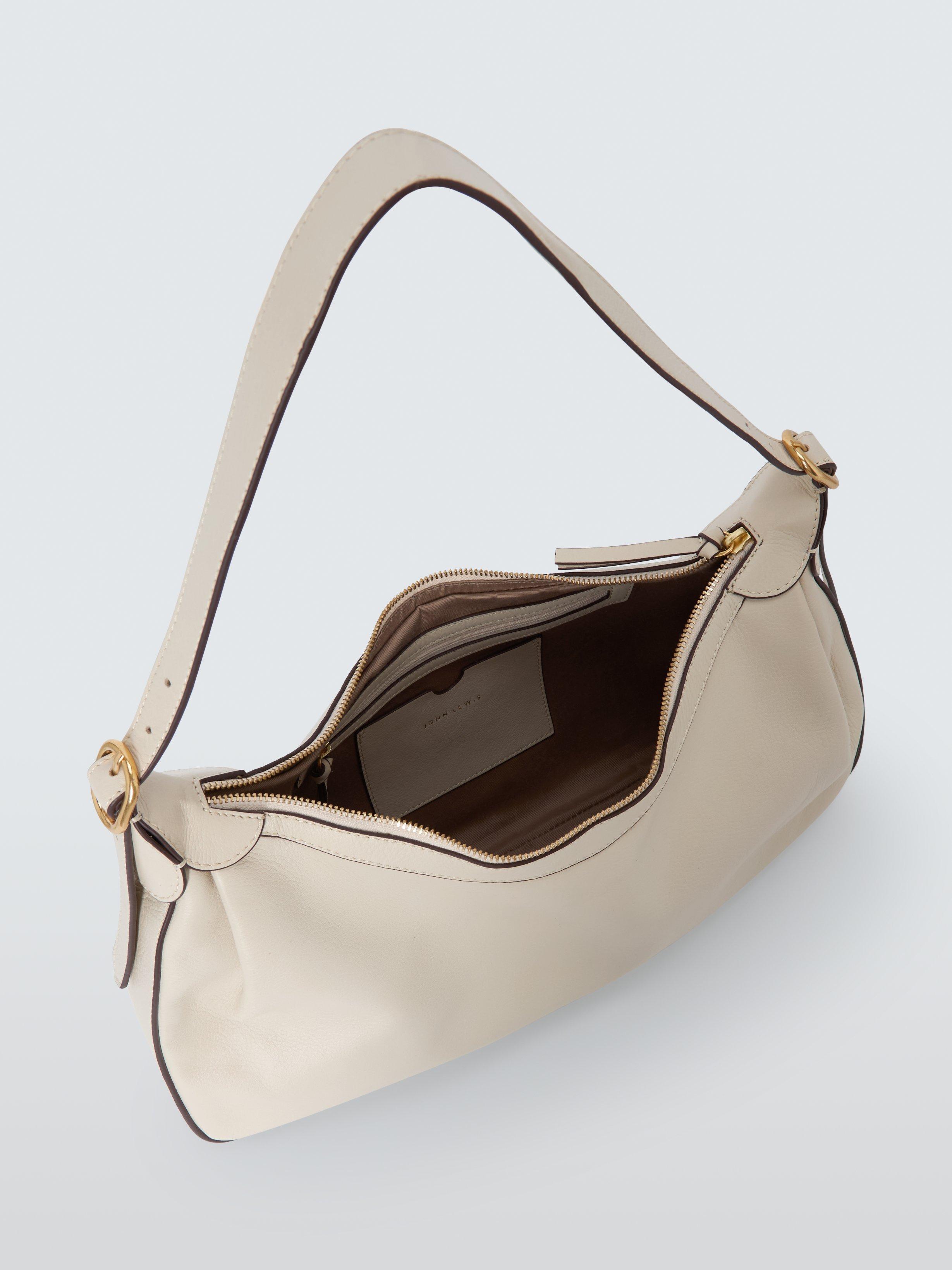Product image 4 of 6, which shows John Lewis Leather Relaxed Hobo Shoulder Bag, Jet Stream