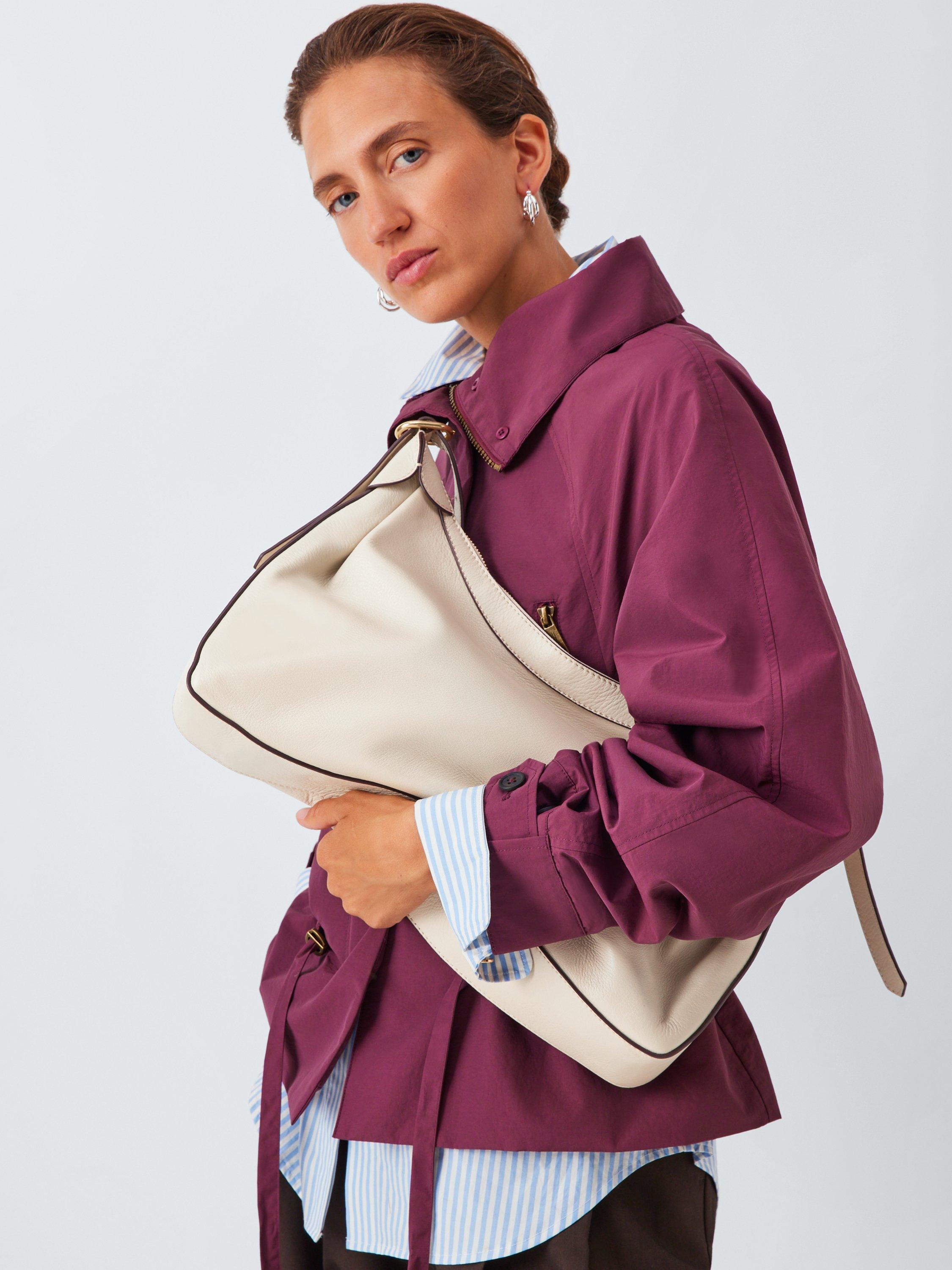 Product image 6 of 6, which shows John Lewis Leather Relaxed Hobo Shoulder Bag, Jet Stream