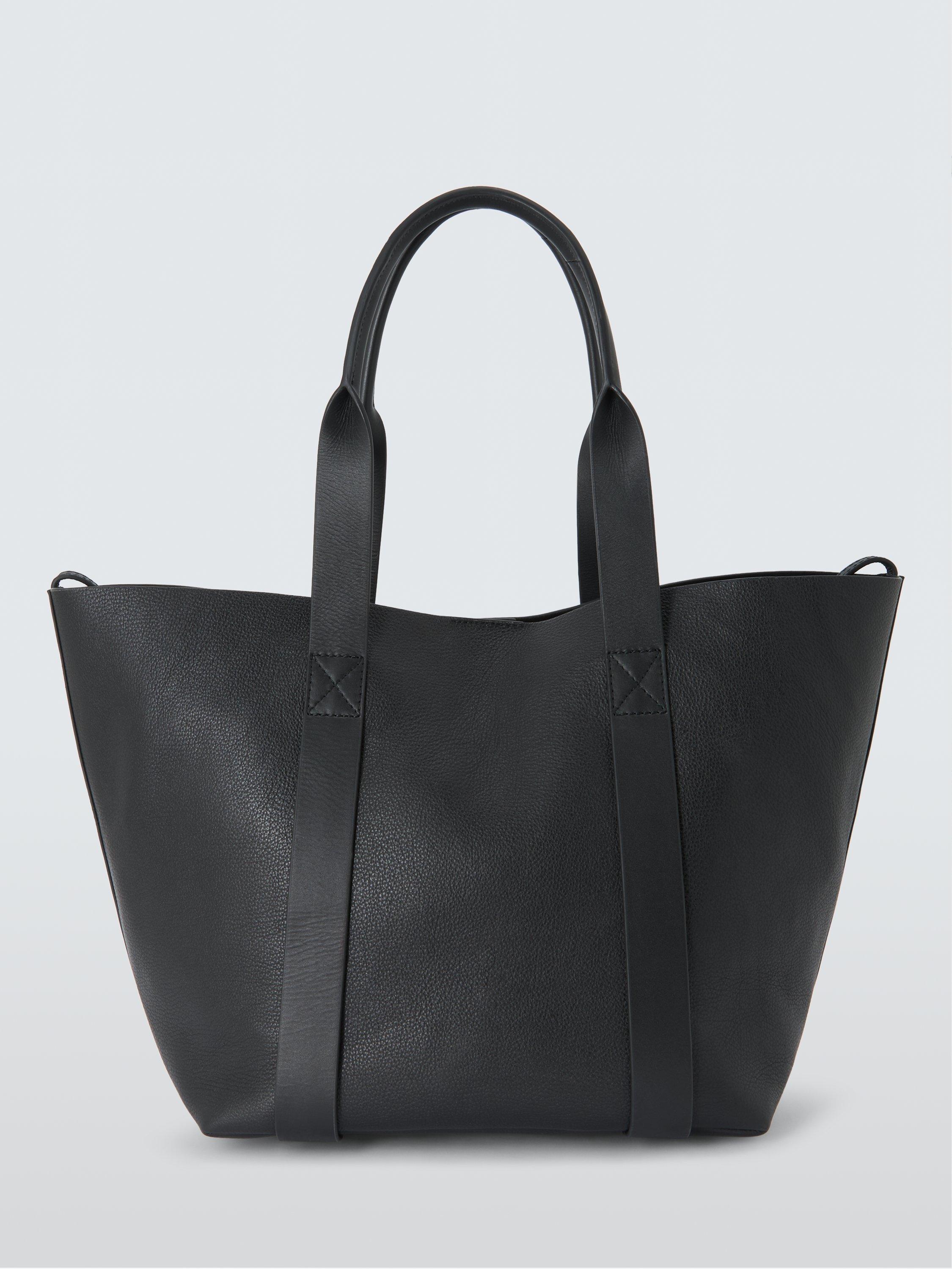 Product image 1 of 6, which shows John Lewis Luxe Leather Tote Bag, Black