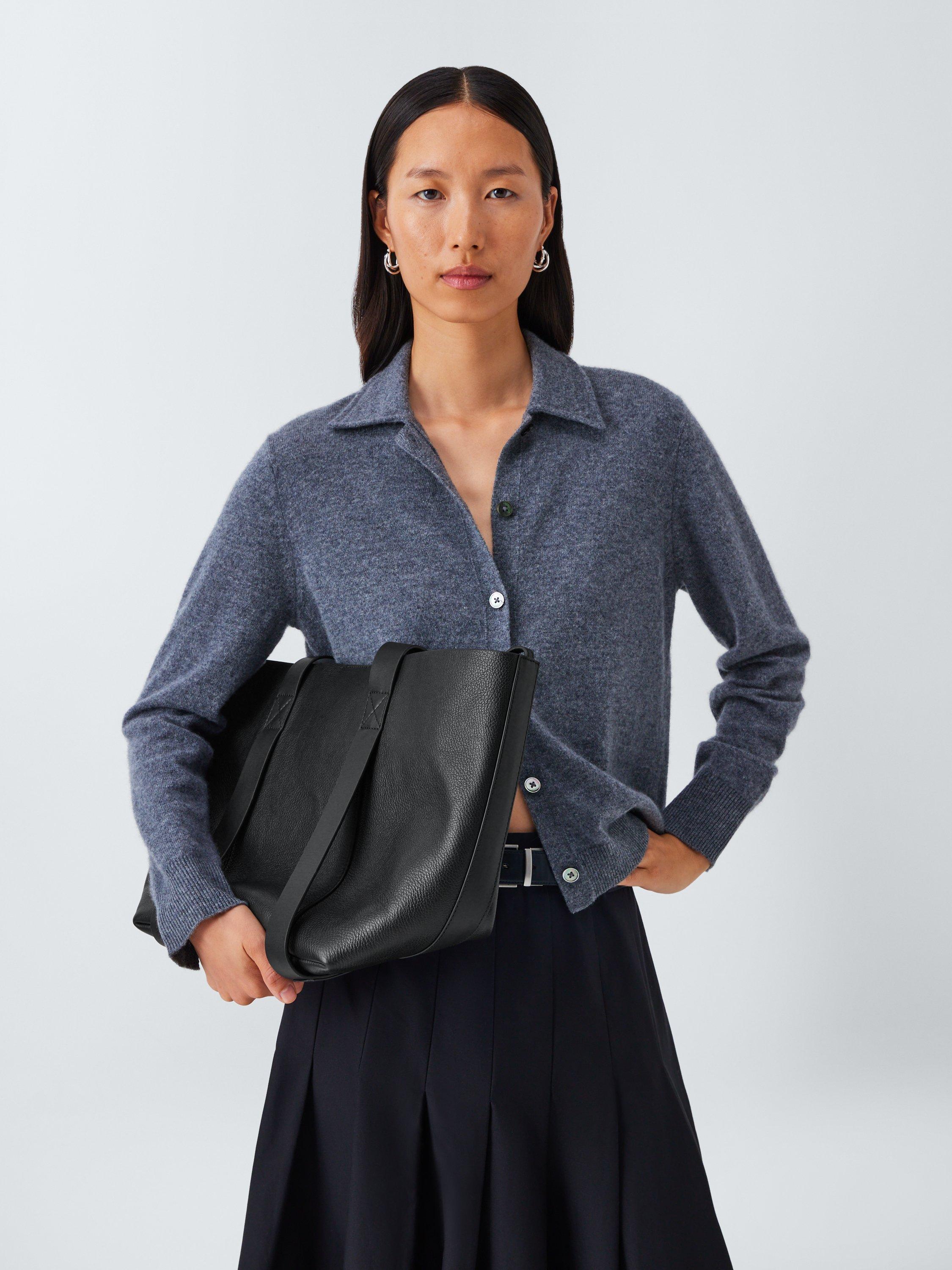 Product image 2 of 6, which shows John Lewis Luxe Leather Tote Bag, Black