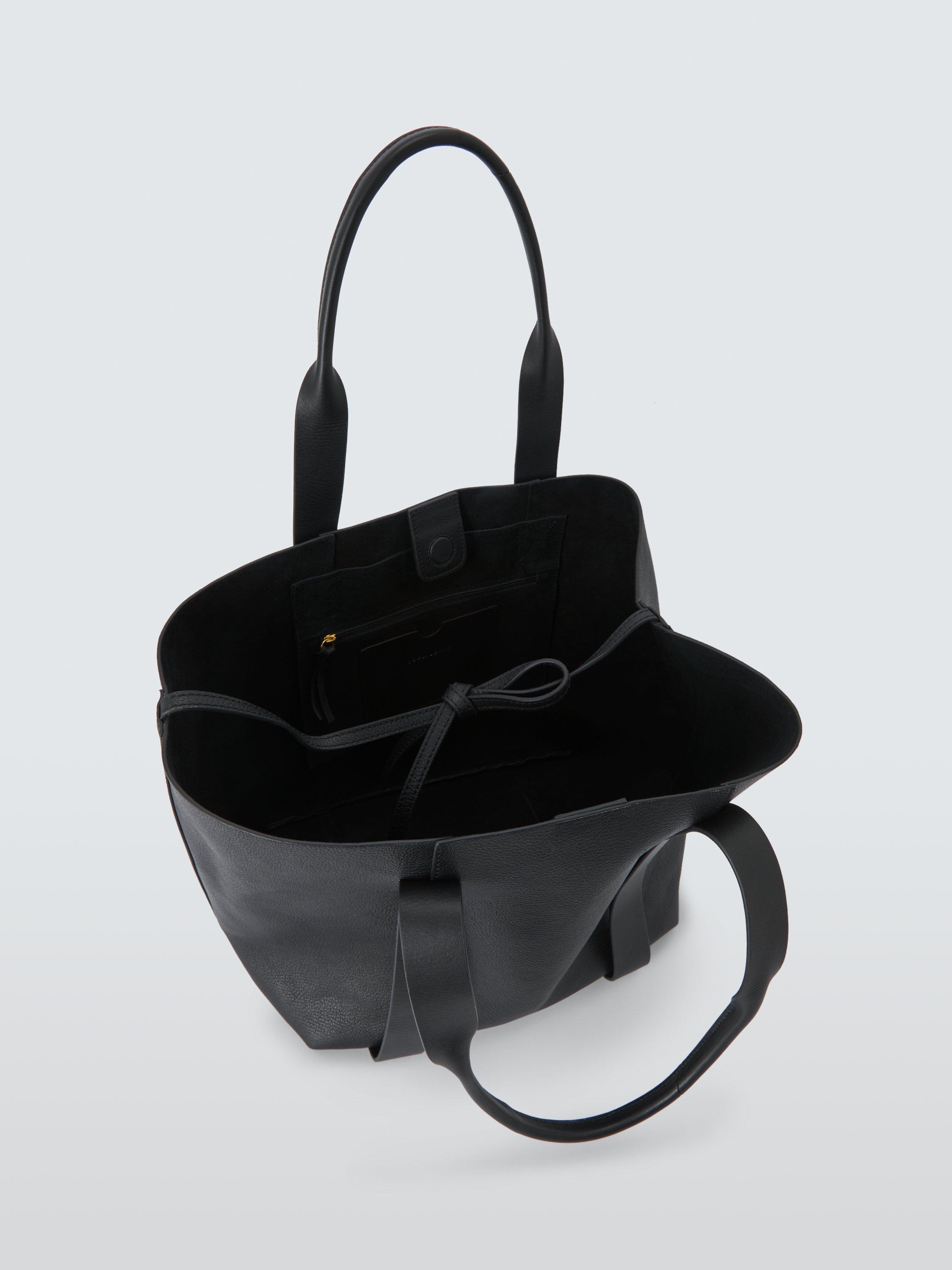 Product image 4 of 6, which shows John Lewis Luxe Leather Tote Bag, Black