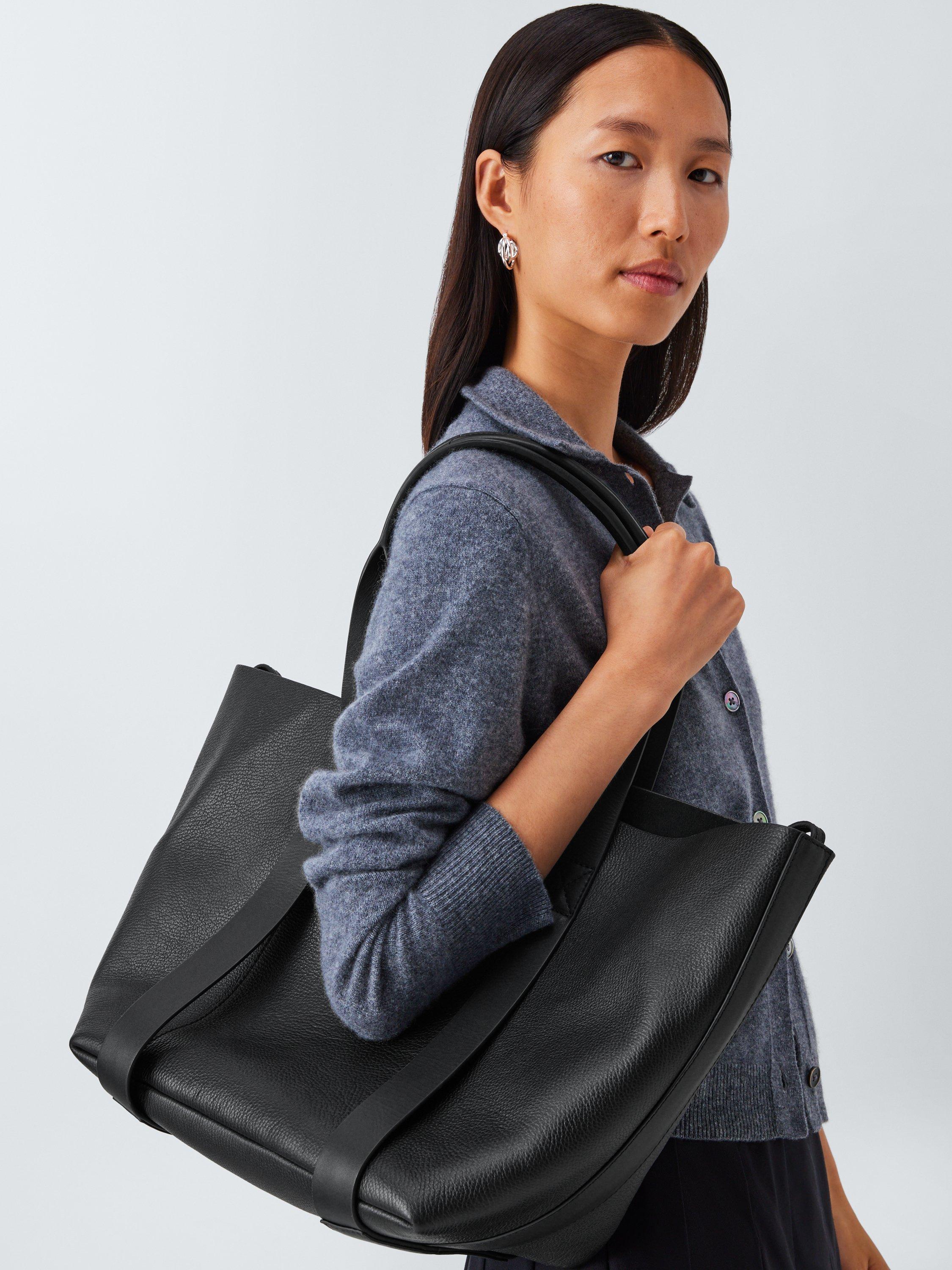 Product image 6 of 6, which shows John Lewis Luxe Leather Tote Bag, Black