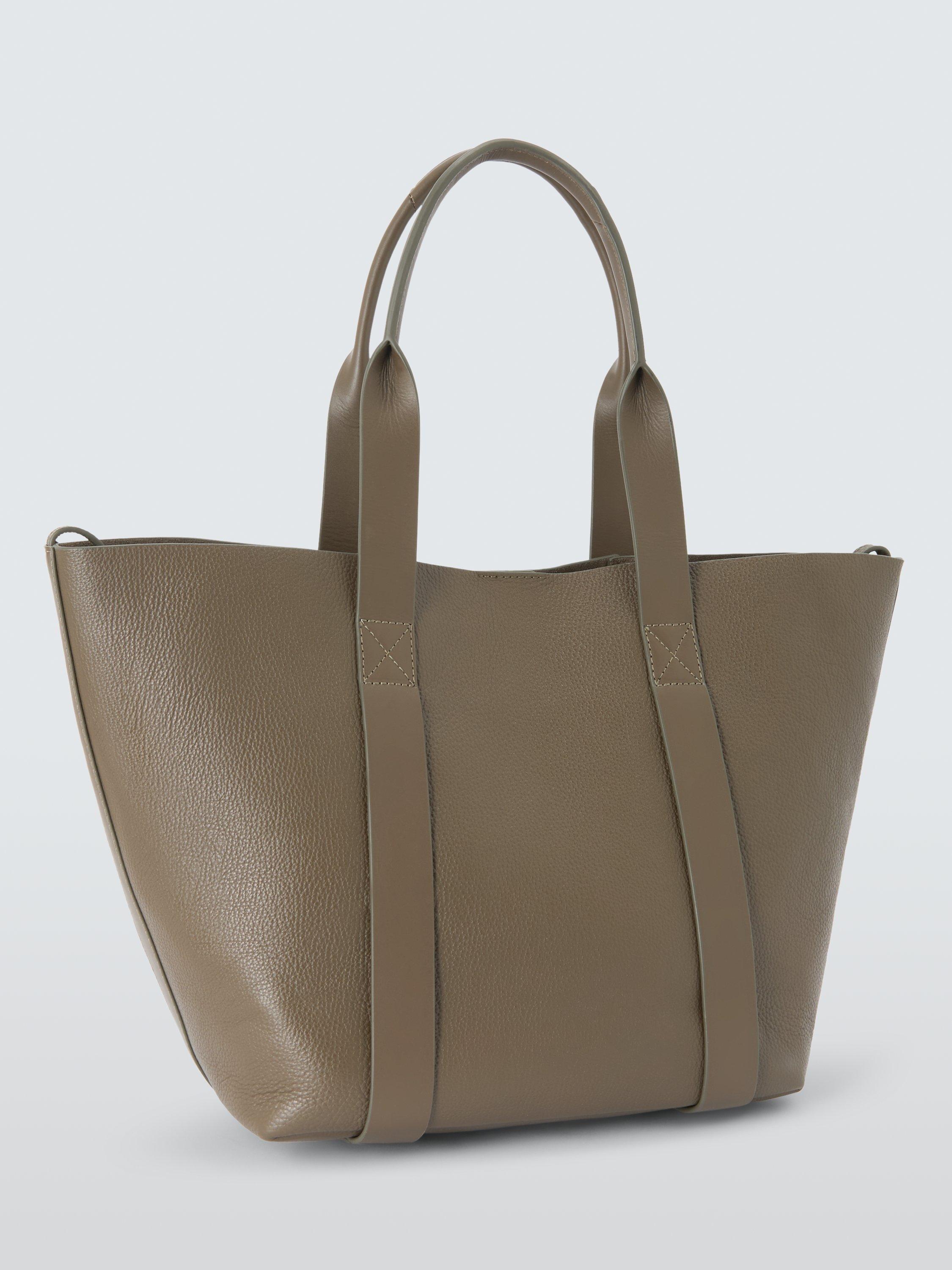 Product image 3 of 6, which shows John Lewis Luxe Leather Tote Bag, Khaki