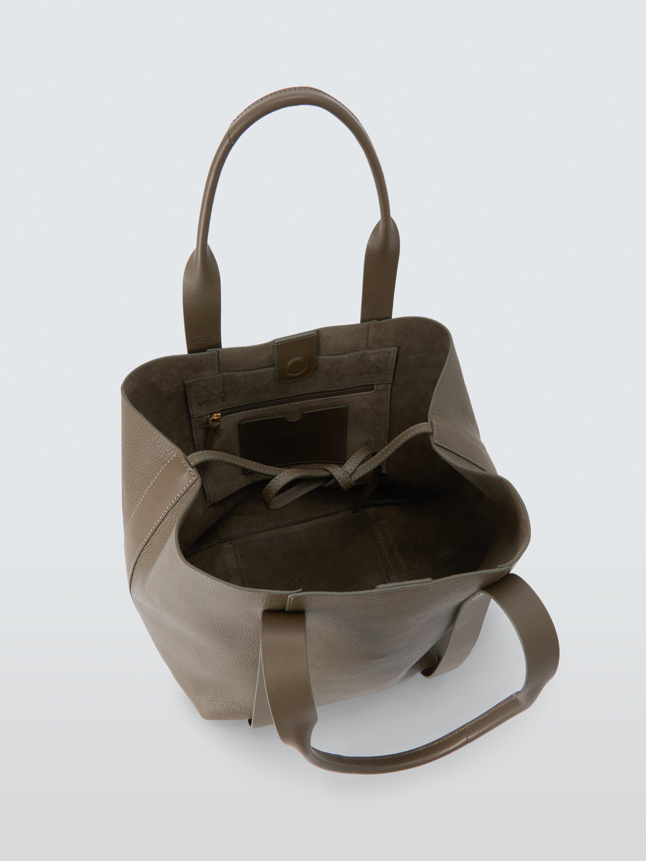 Product image 4 of 6, which shows John Lewis Luxe Leather Tote Bag, Khaki