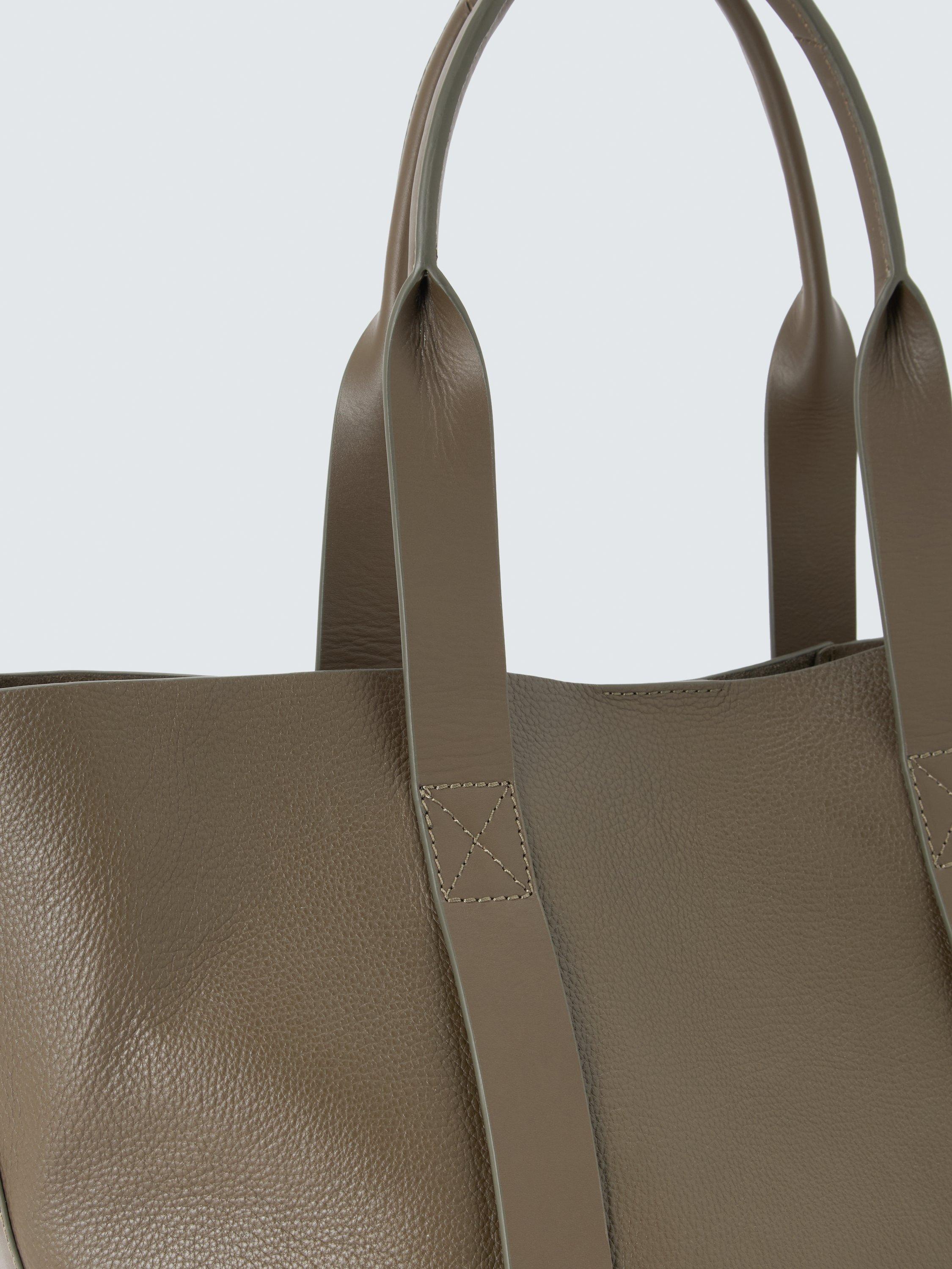 Product image 5 of 6, which shows John Lewis Luxe Leather Tote Bag, Khaki