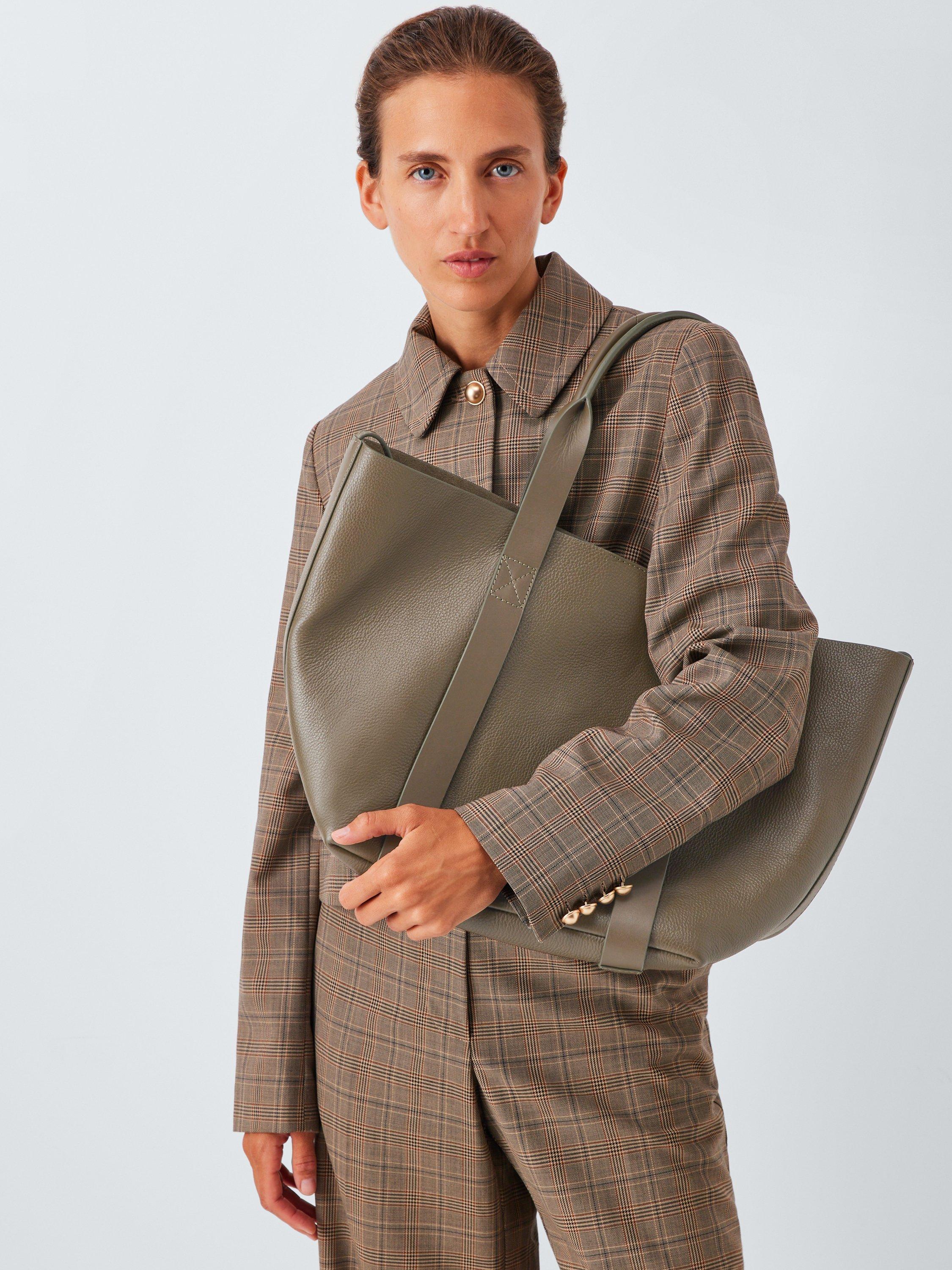 Product image 6 of 6, which shows John Lewis Luxe Leather Tote Bag, Khaki