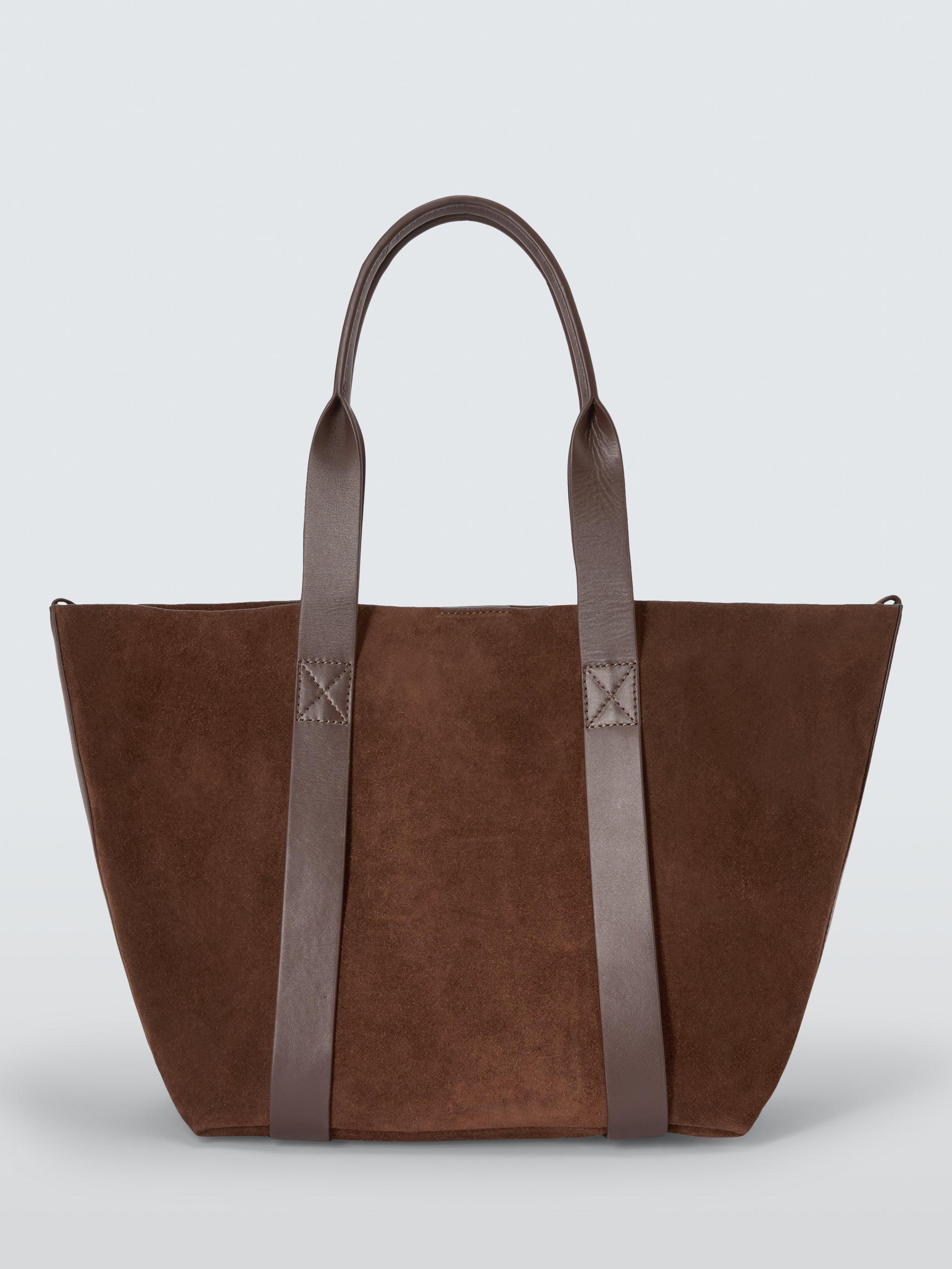 John Lewis Luxe Tote Bag, Chocolate Suede