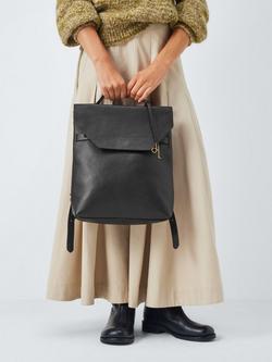 John Lewis Leather Minimal Backpack, Black - view 2, Black