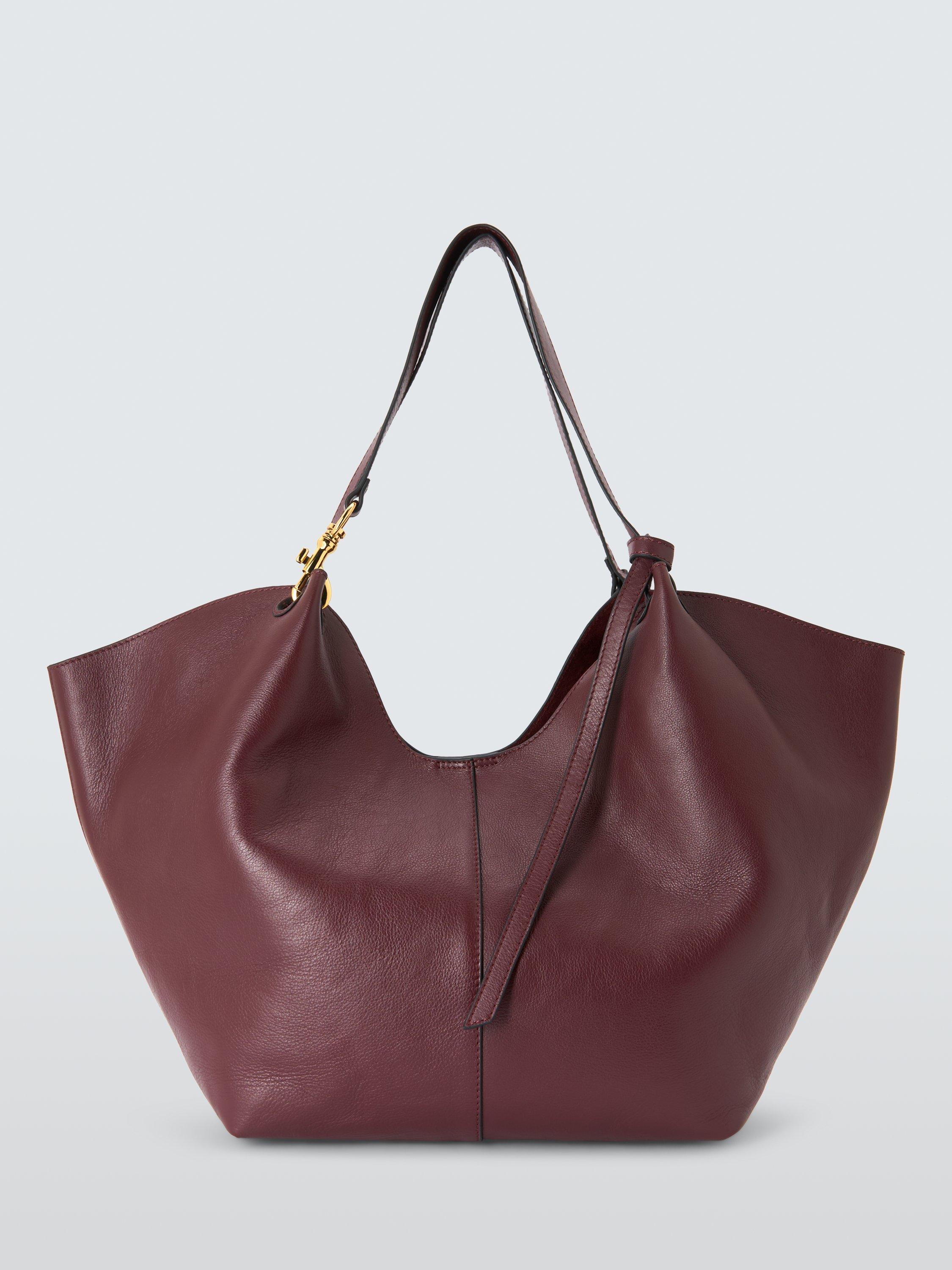 Product image 1 of 6, which shows John Lewis Oversized Leather Tote Bag, Burgundy