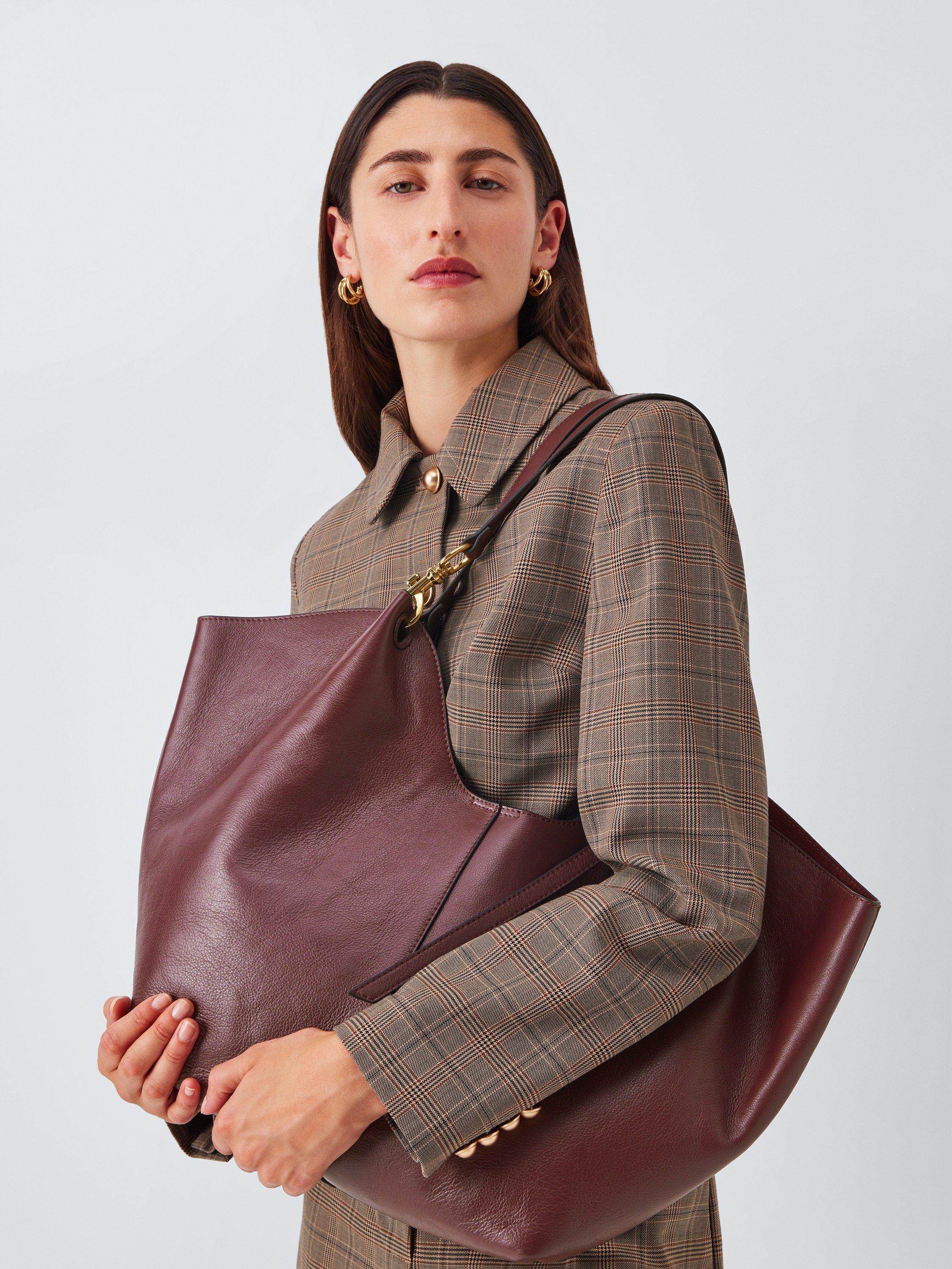 Product image 2 of 6, which shows John Lewis Oversized Leather Tote Bag, Burgundy